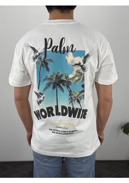 Sırt ve Gösüs Baskılı Loose Fit T-Shirt
