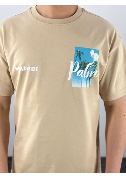 Sırt ve Gösüs Baskılı Loose Fit T-Shirt