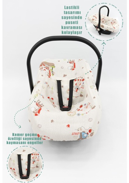 Ortopedik Puset Minderi, Örtü ve Çarşaf 3' Lü Set, Askı Stil, Animal Serisi fırsatları