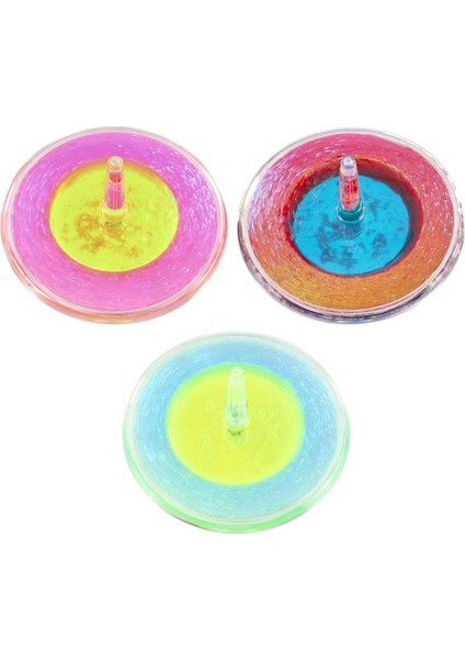 Stress Giderici Duyusal Fidget Simli Sıvılı Renkli Plastik Topaç - 3 Adet