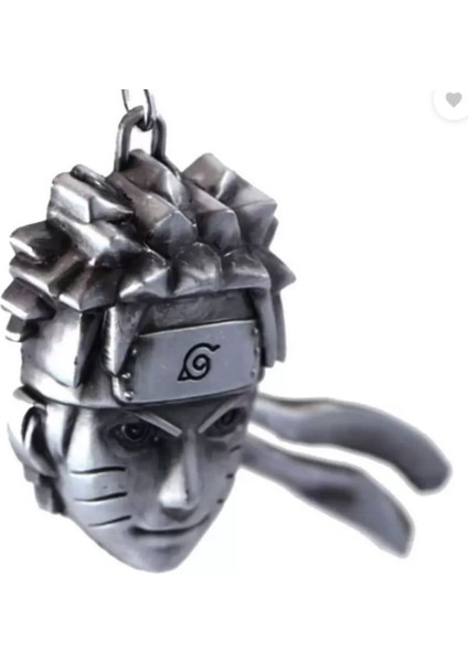 Naruto 3D Büst Figür Metal Anahtarlık - Gümüş Renk - 3 Adet modelleri