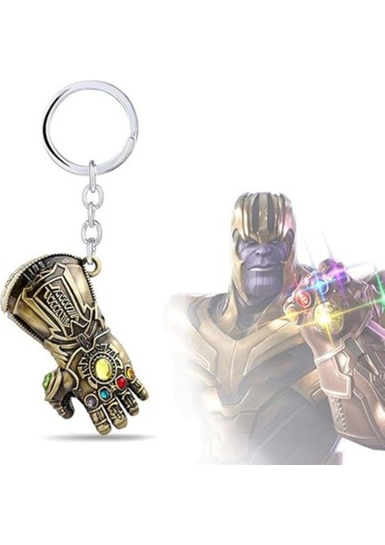 Thanos 3D El Figür Taşlı Metal Anahtarlık - Altın Renk - 1 Adet indirimleri