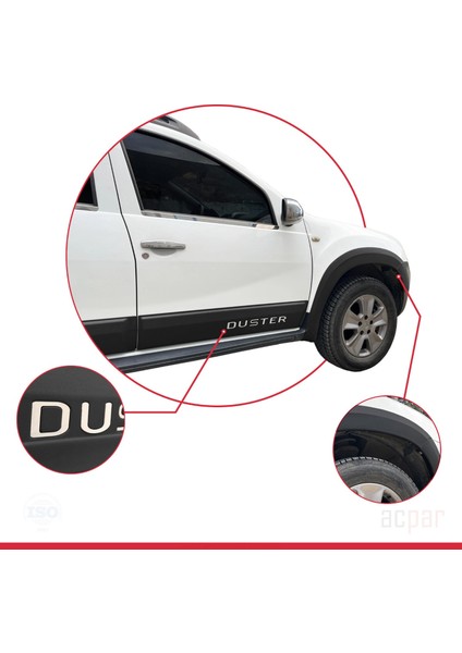 Dacia Duster (Hs) 2010-2017 Arası ile Uyumlu Kapı ve Çamurluk Koruma Dodik Seti Siyah