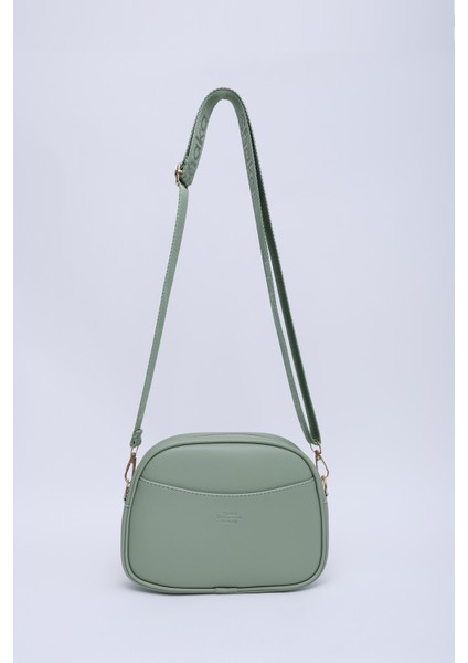 Mint Yeşil Shk194 Deri 2 Bölmeli Fermuarlı Ayarlanabilir Kolon Askılı Omuz Çantası U:16 E:21 G:6 Cm