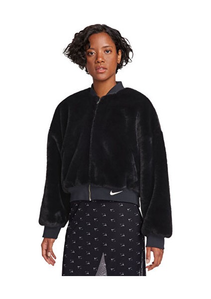 W Sportswear Kadın Günlük Çift Taraflı Bomber Ceket FB8692-010 Siyah