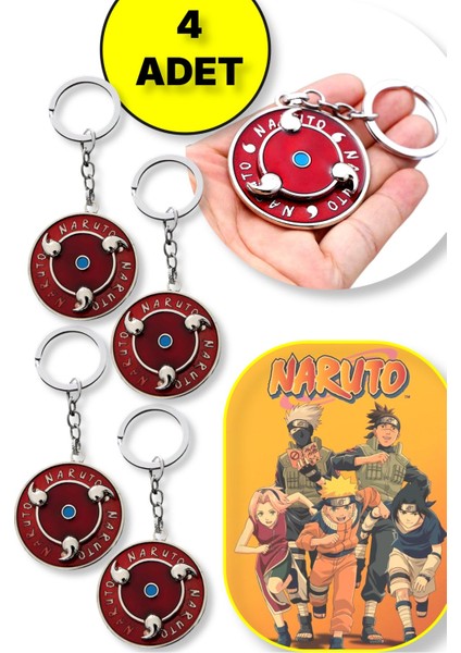 Naruto Dönence Şekilli Metal Anahtarlık - 4 Adet