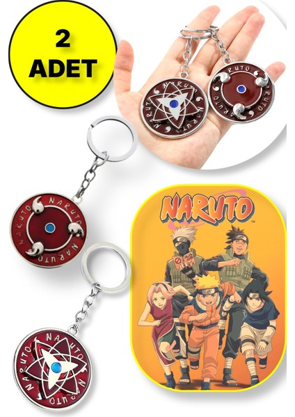 Naruto Figür Metal Anahtarlık - 1 Adet Yıldız Şekil + 1 Adet Dönence Şekil 2 Li Paket