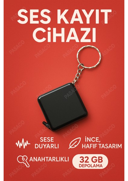 Anahtarlıklı Ince, Hafif Profesyonel Ses Kayıt Cihazı Okul Ders Not,toplantı