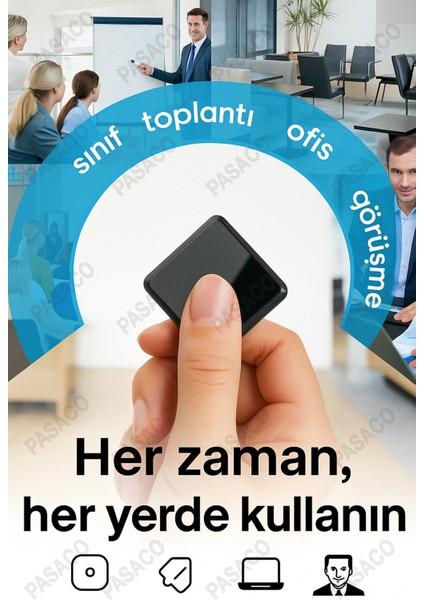Anahtarlıklı Ince, Hafif Profesyonel Ses Kayıt Cihazı Okul Ders Not,toplantı