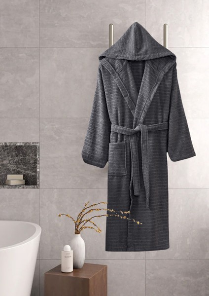 Kapüşonlu Bornoz Doğa Antrasit L/xl