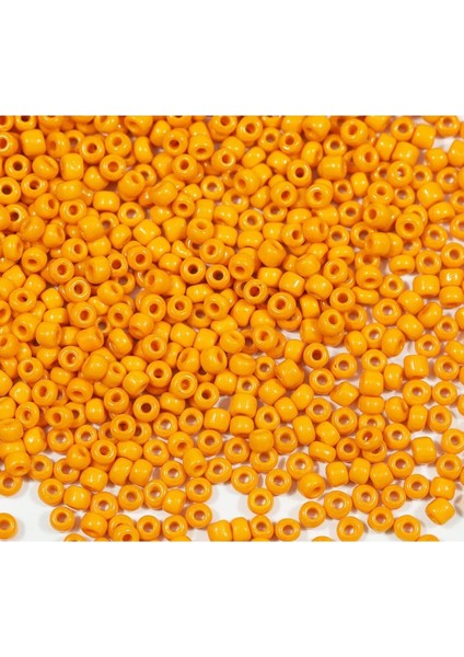 Turuncu Renk 4 mm Yaklaşık 660 Adet / 60 Gram Cam Boncuk Oya Yazma Bileklik ve Kolye