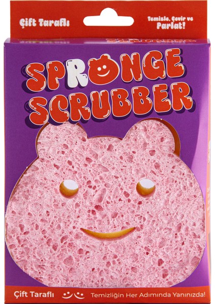 Spronge Scrubber Ayıcık Figürlü Çift Yüzeyli Bulaşık Süngeri Temizlik Süngeri