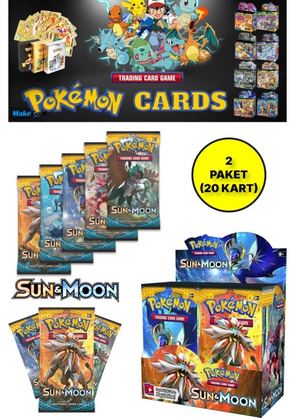 Pokemon Oyun Kartı Tcg Sun & Moon Booster Pack - 2 Paket (20 Kart)
