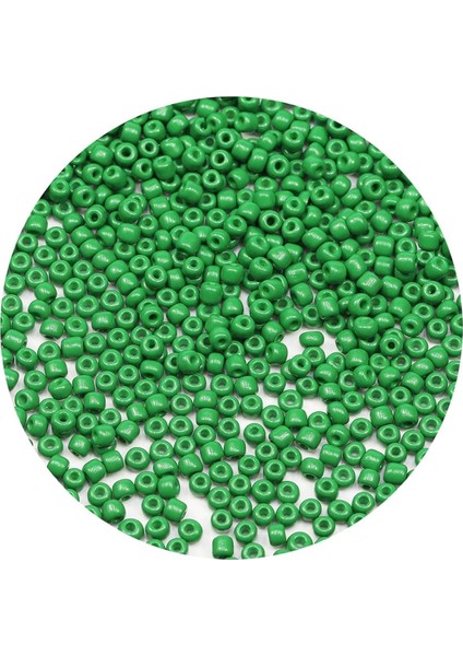 Opak Yeşil Renk 4 mm Yaklaşık 1100 Adet / 100 Gram Cam Boncuk Oya Yazma Bileklik ve Kolye