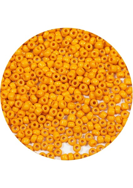 Turuncu Renk 4 mm Yaklaşık 1100 Adet / 100 Gram Cam Boncuk Oya Yazma Bileklik ve Kolye