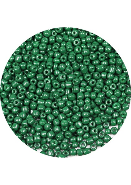 Koyu Yeşil Renk 4 mm Yaklaşık 1100 Adet / 100 Gram Cam Boncuk Oya Yazma Bileklik ve Kolye