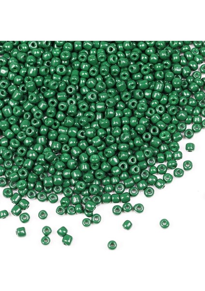 Koyu Yeşil Renk 4 mm Yaklaşık 1100 Adet / 100 Gram Cam Boncuk Oya Yazma Bileklik ve Kolye