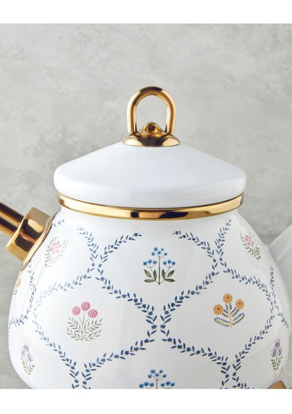 Ornate Retro Emaye Mini Çaydanlık 0,50 L 1,1 L Mavi