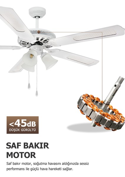 Dlc Karayel Beyaz Tavan Vantilatörü 132 cm