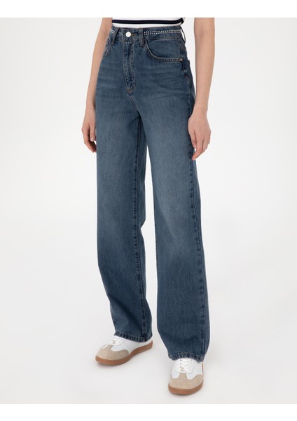 Kadın İndigo Waist Flare Fit Jean Pantolon 50301305-VR028