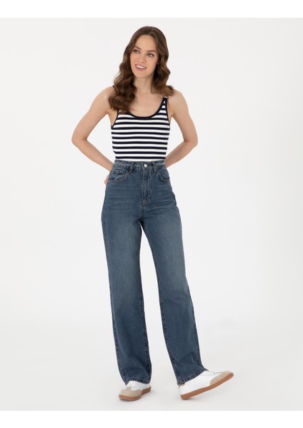 Kadın İndigo Waist Flare Fit Jean Pantolon 50301305-VR028