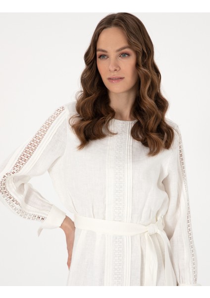 Kadın Beyaz Regular Fit Dokuma Elbise 50301065-VR013