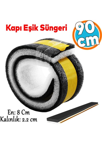 Yapışkanlı Kapı Altı Eşik Süngeri Ince Köpük Soğuk Izolasyon Bandı Fitili Toz Engelleme 90 cm 3 Adet