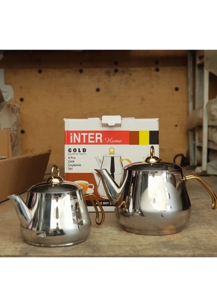 Interhome Çaydanlık Seti Gold Kulp Aile Boy