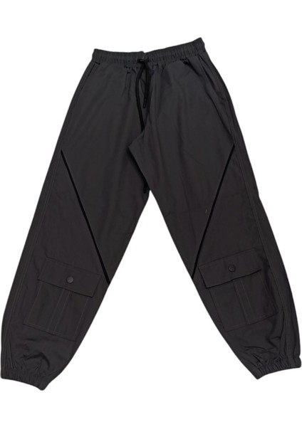 Erkek Çocuk /kız Çocuk Çizgili Cep Modelli Füme Paraşüt Kumaş Pantolon