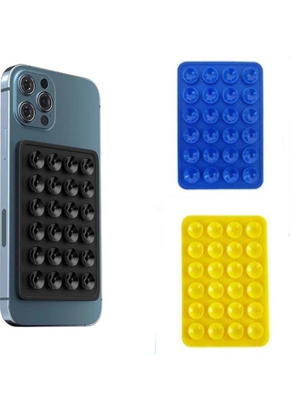 Vakumlu Telefon Tutucu 3 Adet Siyah, Sarı, Mavi