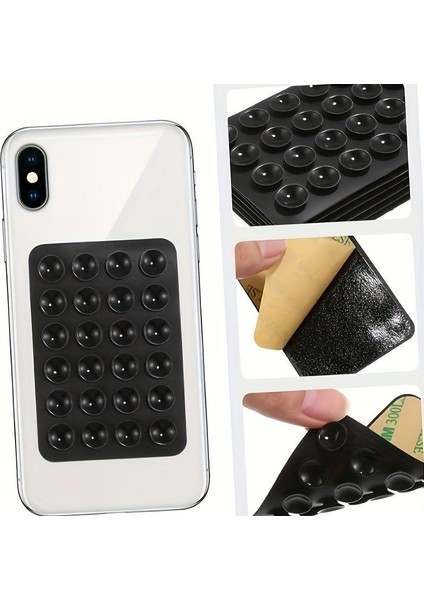 Vakumlu Telefon Tutucu 3 Adet Siyah, Sarı, Mavi