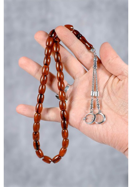 Fıçı Tane Kahverengi Toz Kehribar Tesbih modelleri