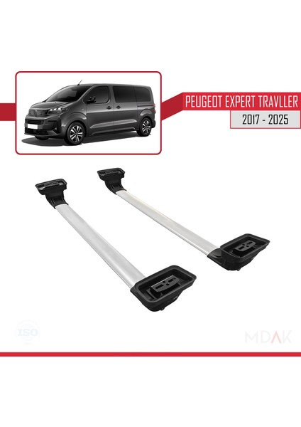 Peugeot Expert Traveller 2017-2025 Arası ile Uyumlu Ace-3 Ara Atkı Tavan Barı Gri 2 Adet indirimleri