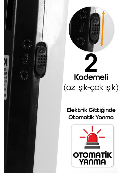 108 LED Şarjlı Işıldak Power Lambası Otomatik Yanan Fener 2 Kademeli Elektrikli El Feneri 47712