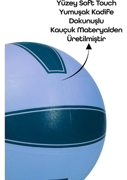 All Court Voleybol Topu Pompa Dahil Set Kauçuk Dikişsiz Yekpare Üretim Iç Dış Mekan No:5 Mavi