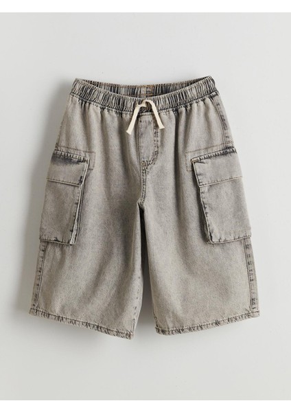 Beli Lastikli Erkek Çocuk Kargo Jean Şort