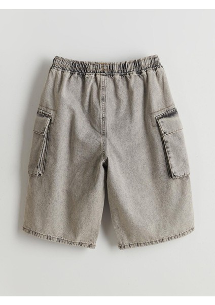 Beli Lastikli Erkek Çocuk Kargo Jean Şort