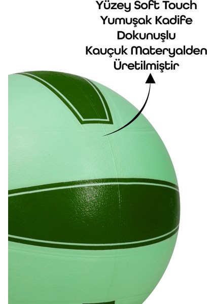 All Court Voleybol Topu Pompa Dahil Set Kauçuk Dikişsiz Yekpare Üretim Iç Dış Mekan No:5 Yeşil