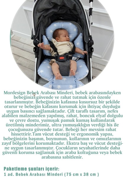 Bebek Arabası Minderi, Bel Destekli, Çift Taraflı, Stars Serisi, Antrasit fırsatları