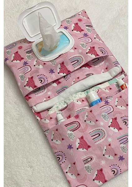 Bebek Alt Açma Bakım Çantası Organizer Pembe Tilki
