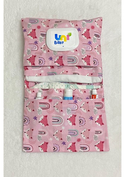 Bebek Alt Açma Bakım Çantası Organizer Pembe Tilki
