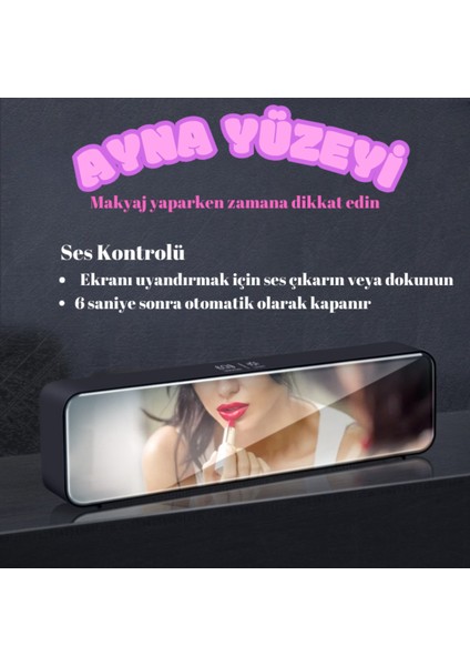 LED Ekranlı Aynalı Masa Saati Sıcaklık Tarih Alarmlı Şarjlı Dijital Elektronik Saat fiyatları