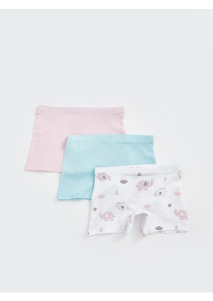 Beli Lastikli Baskılı Kız Bebek Boxer 3'lü