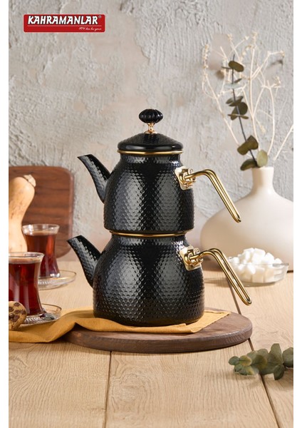 Prime Black Emaye Çaydanlık Takımı