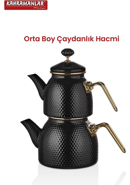 Prime Black Emaye Çaydanlık Takımı