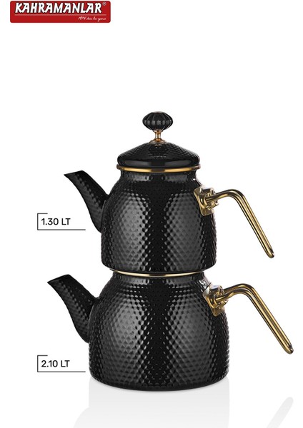 Prime Black Emaye Çaydanlık Takımı