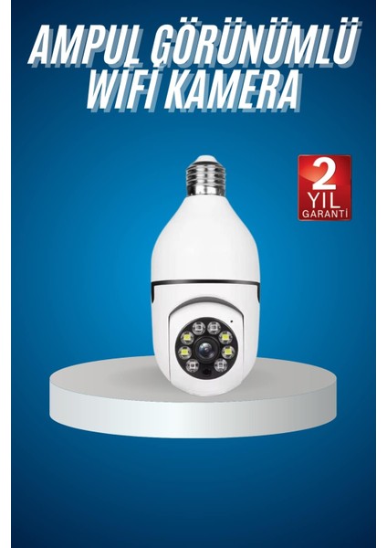 Wifi Güvenlik Kamerası Çift Kameralı Ampule Takılabilir Sensörlü