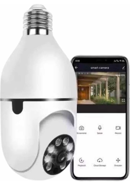 Wifi Güvenlik Kamerası Çift Kameralı Ampule Takılabilir Sensörlü