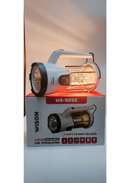Wıson WS-9595 5 W Şarjlı Işıldak Kamp Feneri Fonksiyonlu LED Aydınlatma