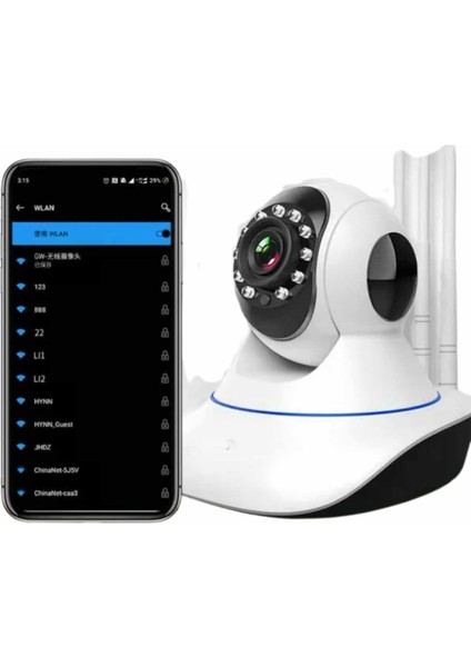 Akıllı Gece Görüşlü Sensörlü Wifi Kamera Telefondan Takip Edilebilir